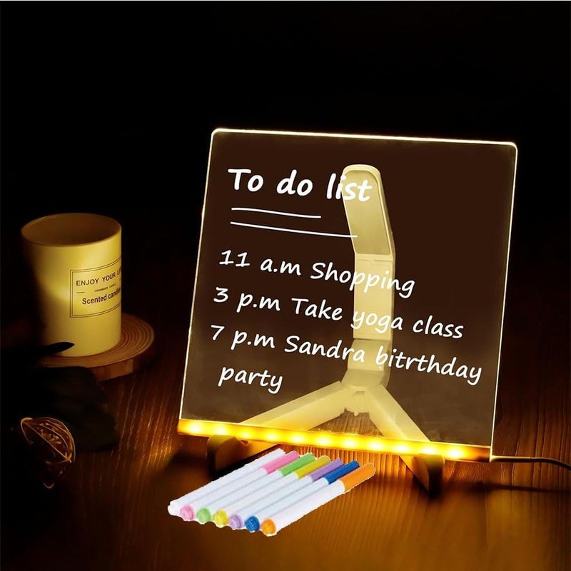 6523341 LED Note Board With Colors - Glowing Acrylic Message Marker, Illuminating Dry Erase With Sturdy Stand, Memo Letter With Interactive Light, White for Idea Generation (5.9*5.9in) - Image 2
